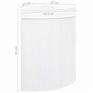 vidaXL コーナーランドリーバスケット 竹製 ホワイト 60Lホーム&ガーデン 家事用品 ランドリー用品 洗濯かご(代引不可)