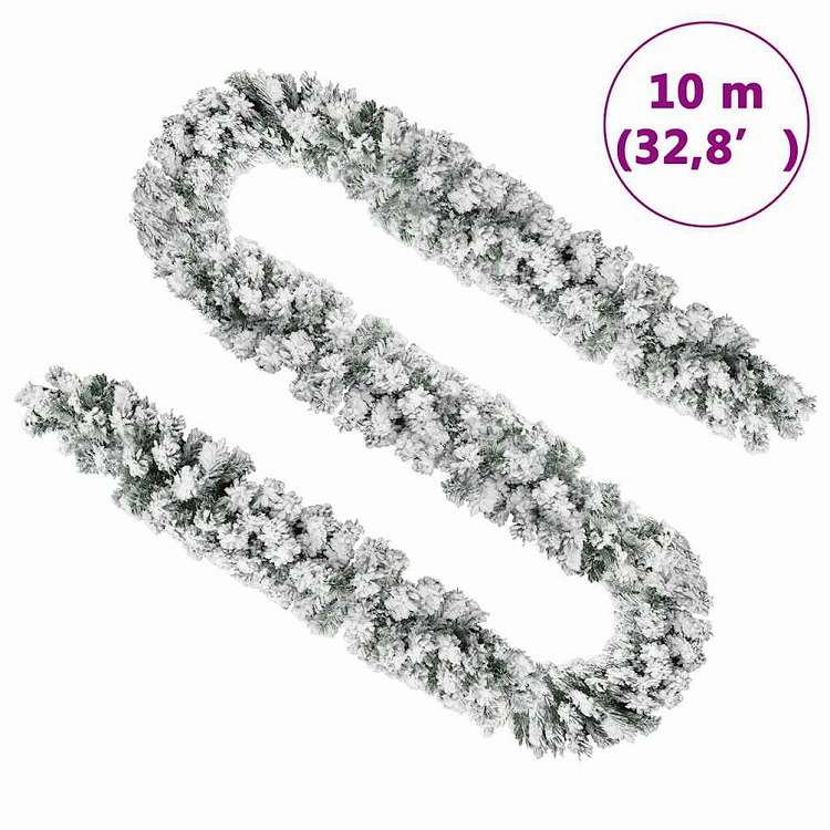 vidaXL クリスマスリース 雪付き グリーン 10m PVC製ホーム&ガーデン デコレーション シーズン&ホリデーデコレーション ホリデーオーナメント(代引不可)