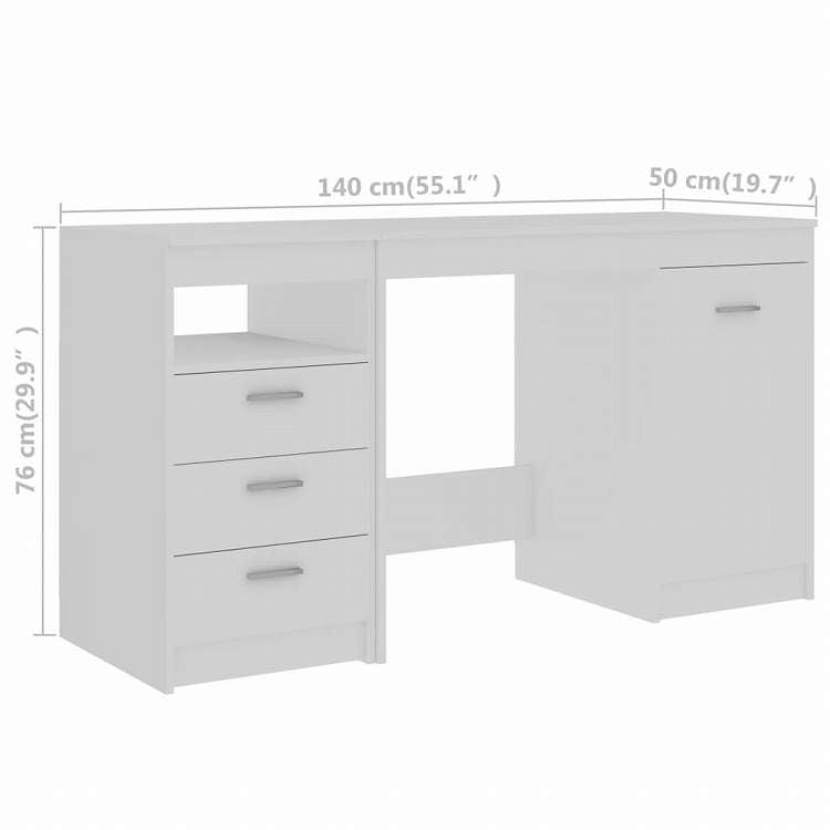 vidaXL デスク ホワイト 140x50x76 cm エンジニアリングウッド家具 オフィス家具 デスク(代引不可)