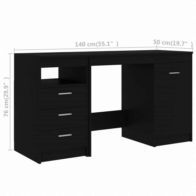vidaXL デスク ブラック 140x50x76cm エンジニアリングウッド家具 オフィス家具 デスク(代引不可)