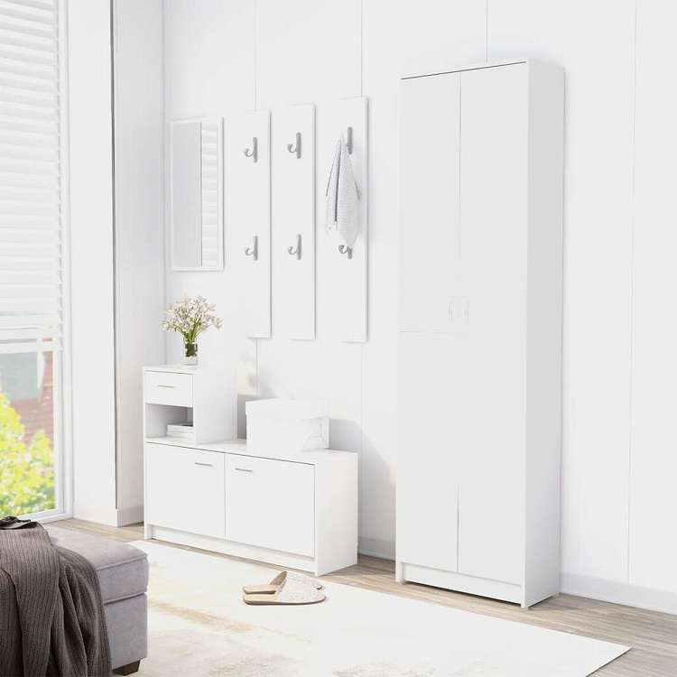 vidaXL 洋服ダンス 玄関 ホワイト 55x25x189cm エンジニアリングウッド家具 キャビネット&収納 戸棚・ワードローブ(代引不可)