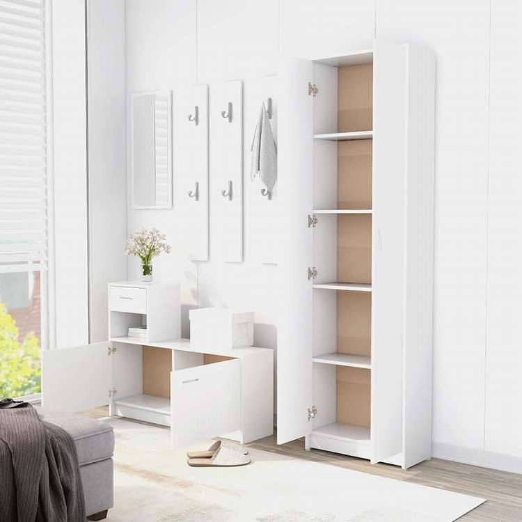 vidaXL 洋服ダンス 玄関 ホワイト 55x25x189cm エンジニアリングウッド家具 キャビネット&収納 戸棚・ワードローブ(代引不可)