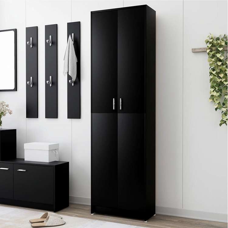 vidaXL 玄関用ワードローブ ブラック 55x25x189cm エンジニアリングウッド家具 キャビネット&収納 戸棚・ワードローブ(代引不可)