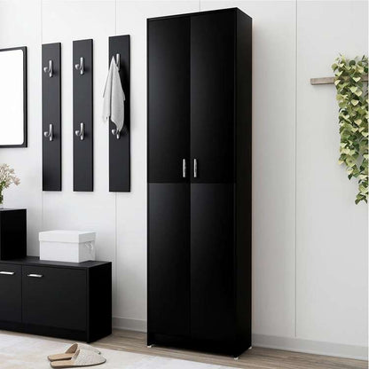 vidaXL 玄関用ワードローブ ブラック 55x25x189cm エンジニアリングウッド家具 キャビネット&収納 戸棚・ワードローブ(代引不可)