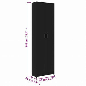 vidaXL 玄関用ワードローブ ブラック 55x25x189cm エンジニアリングウッド家具 キャビネット&収納 戸棚・ワードローブ(代引不可)