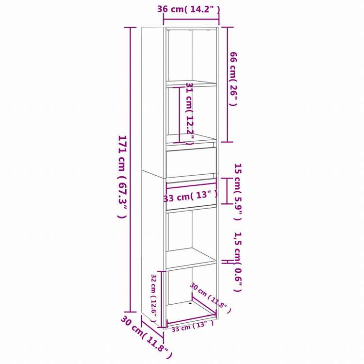 vidaXL ブックキャビネット ブラック 36x30x171cm エンジニアリングウッド家具 棚 本棚・オープンラック(代引不可)