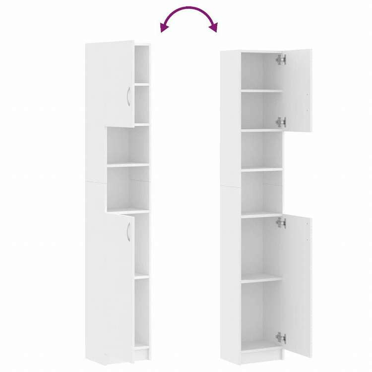 vidaXL バスルームキャビネット ホワイト 32x25.5x190cm エンジニアリングウッド家具 家具セット バスルーム家具セット(代引不可)