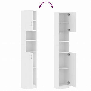 vidaXL バスルームキャビネット ホワイト 32x25.5x190cm エンジニアリングウッド家具 家具セット バスルーム家具セット(代引不可)