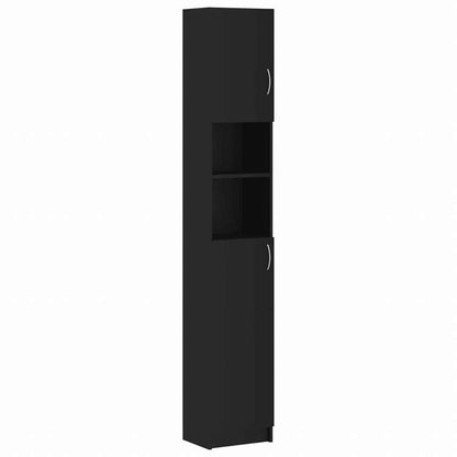 vidaXL バスルームキャビネット ブラック 32x25.5x190cm エンジニアリングウッド家具 家具セット バスルーム家具セット(代引不可)