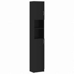 vidaXL バスルームキャビネット ブラック 32x25.5x190cm エンジニアリングウッド家具 家具セット バスルーム家具セット(代引不可)
