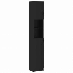 vidaXL バスルームキャビネット ブラック 32x25.5x190cm エンジニアリングウッド家具 家具セット バスルーム家具セット(代引不可)