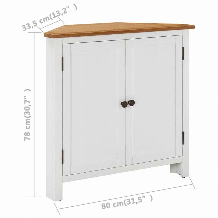 vidaXL コーナーキャビネット 80x33.5x78cm オーク無垢材家具 キャビネット&収納 収納キャビネット・ロッカー(代引不可)