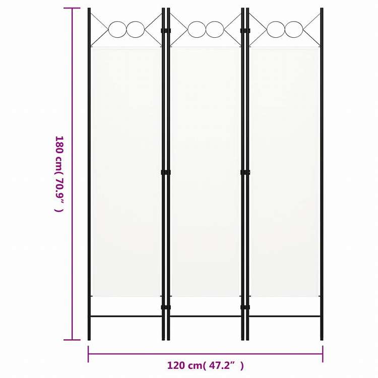 vidaXL 間仕切り 3枚パネル り ホワイト 120x180 cm家具 間仕切り(代引不可)