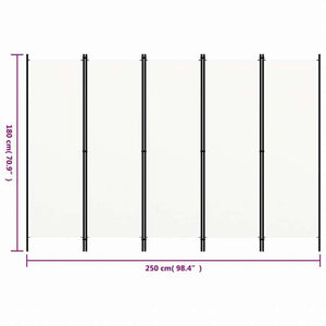 vidaXL 間仕切り 5枚パネル り ホワイト 250x180cm家具 間仕切り(代引不可)