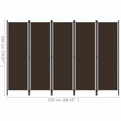 vidaXL 間仕切り パネル5枚 ブラウン 250x180cm家具 間仕切り(代引不可)