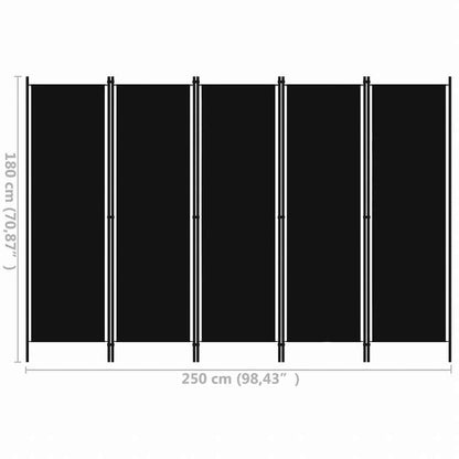vidaXL 間仕切り パネル5枚 ブラック 250x180cm家具 間仕切り(代引不可)