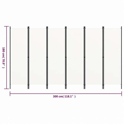 vidaXL 間仕切り 6枚パネル ホワイト 300x180cm家具 間仕切り(代引不可)