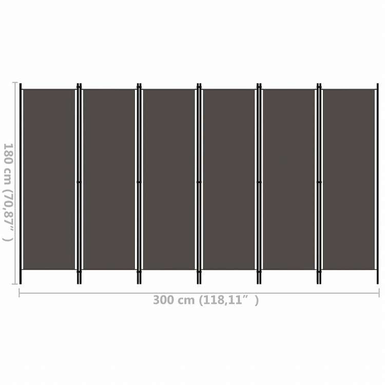vidaXL 間仕切り 6枚パネル アントラシート 300x180cm家具 間仕切り(代引不可)