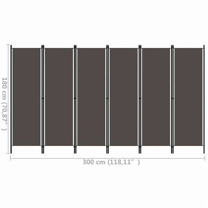 vidaXL 間仕切り 6枚パネル アントラシート 300x180cm家具 間仕切り(代引不可)