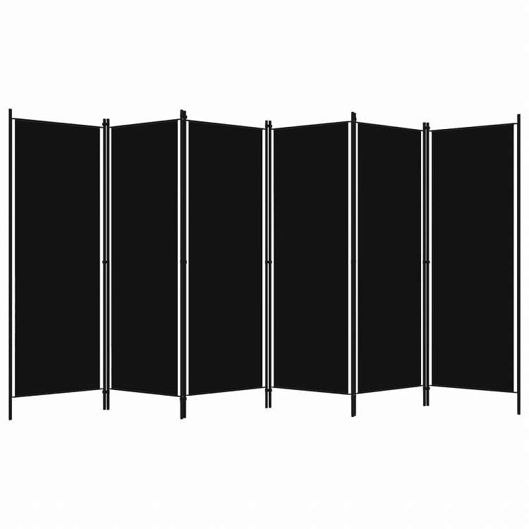 vidaXL 間仕切り 6枚パネル ブラック 300x180cm家具 間仕切り(代引不可)