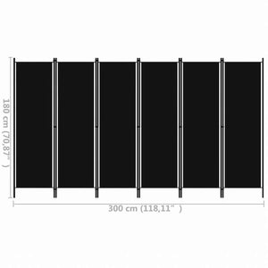vidaXL 間仕切り 6枚パネル ブラック 300x180cm家具 間仕切り(代引不可)