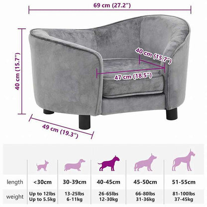 vidaXL 犬用ソファ グレー 69x49x40cm プラッシュ製動物&ペット用品 ペット用品 犬用品 犬用ベッド(代引不可)