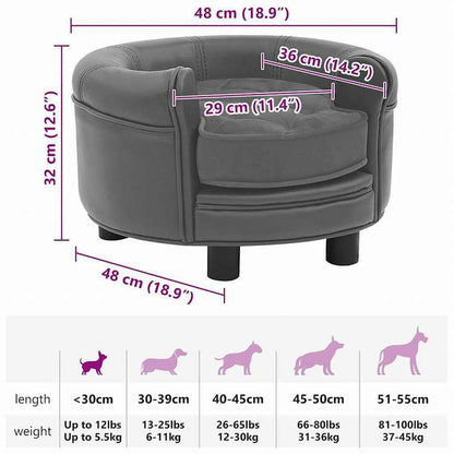 vidaXL 犬用ソファ グレー 48x48x32cm プラッシュ&合成皮革製動物&ペット用品 ペット用品 犬用品 犬用ベッド(代引不可)