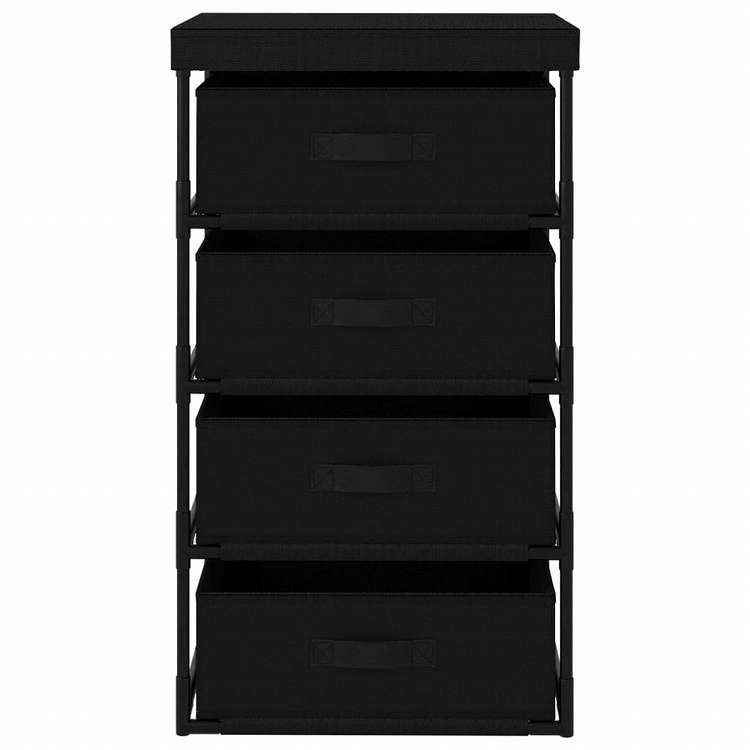 vidaXL 収納ラック 布製バスケット4点付き スチール製 ブラック家具 キャビネット&収納 収納キャビネット・ロッカー(代引不可)