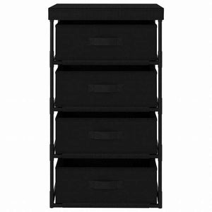 vidaXL 収納ラック 布製バスケット4点付き スチール製 ブラック家具 キャビネット&収納 収納キャビネット・ロッカー(代引不可)