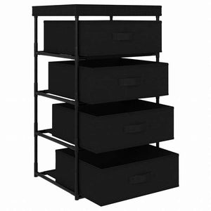 vidaXL 収納ラック 布製バスケット4点付き スチール製 ブラック家具 キャビネット&収納 収納キャビネット・ロッカー(代引不可)