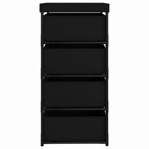 vidaXL 収納ラック 布製バスケット4点付き スチール製 ブラック家具 キャビネット&収納 収納キャビネット・ロッカー(代引不可)