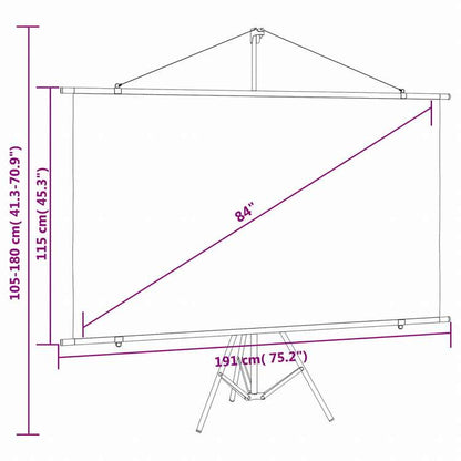 vidaXL プロジェクタースクリーン 三脚付き 84インチ 16:9電子機器 ビデオ ビデオアクセサリ プロジェクター用アクセサリー プロジェクションスクリーン(代引不可)