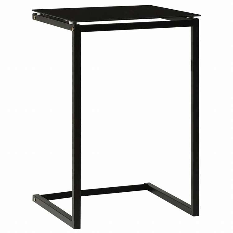vidaXL サイドテーブル ブラック 40x40x60cm 強化ガラス製家具 テーブル アクセントテーブル エンドテーブル(代引不可)