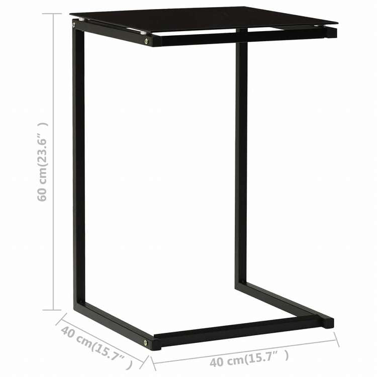 vidaXL サイドテーブル ブラック 40x40x60cm 強化ガラス製家具 テーブル アクセントテーブル エンドテーブル(代引不可)