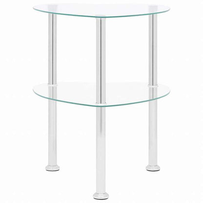 vidaXL 2段 サイドテーブル 透明 38x38x50cm 強化ガラス製家具 テーブル アクセントテーブル エンドテーブル(代引不可)