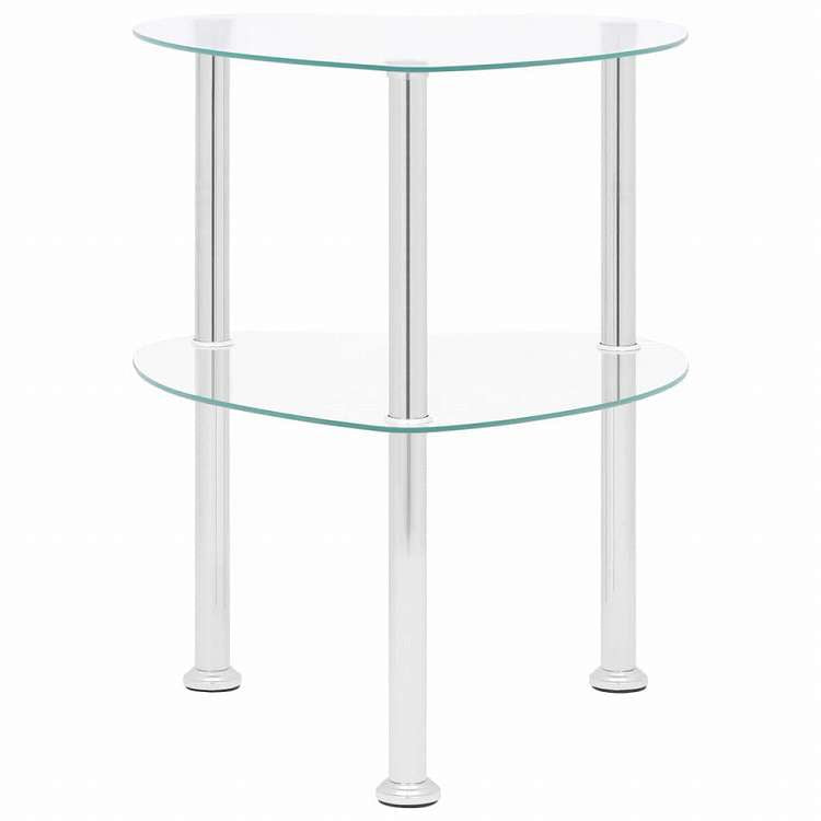 vidaXL 2段 サイドテーブル 透明 38x38x50cm 強化ガラス製家具 テーブル アクセントテーブル エンドテーブル(代引不可)