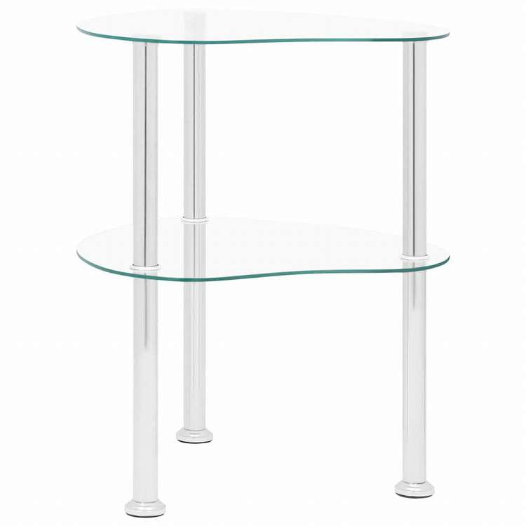 vidaXL 2段 サイドテーブル 透明 38x38x50cm 強化ガラス製家具 テーブル アクセントテーブル エンドテーブル(代引不可)