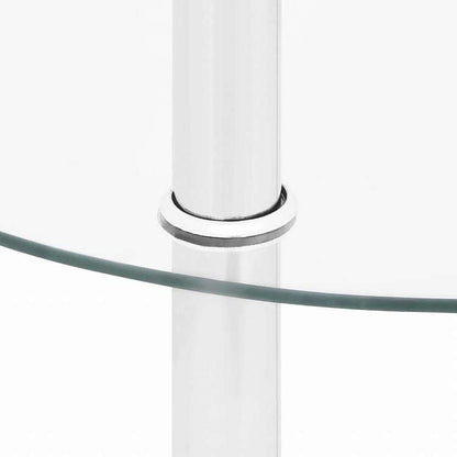 vidaXL 2段 サイドテーブル 透明 38cm 強化ガラス製家具 テーブル アクセントテーブル エンドテーブル(代引不可)