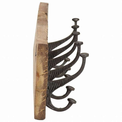 vidaXL 玄関・ウォールハンガー フック5個付 100x2.5x15 cm 再生無垢材ホーム&ガーデン デコレーション コート・帽子用ラック(代引不可)