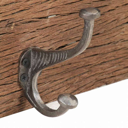 vidaXL 玄関・ウォールハンガー フック5個付 100x2.5x15 cm 再生無垢材ホーム&ガーデン デコレーション コート・帽子用ラック(代引不可)