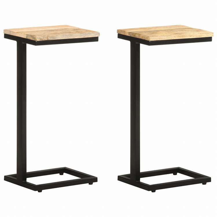 vidaXL サイドテーブル 2点セット 31.5x24.5x64.5cm マンゴーウッド(粗目)家具 テーブル アクセントテーブル エンドテーブル(代引不可)