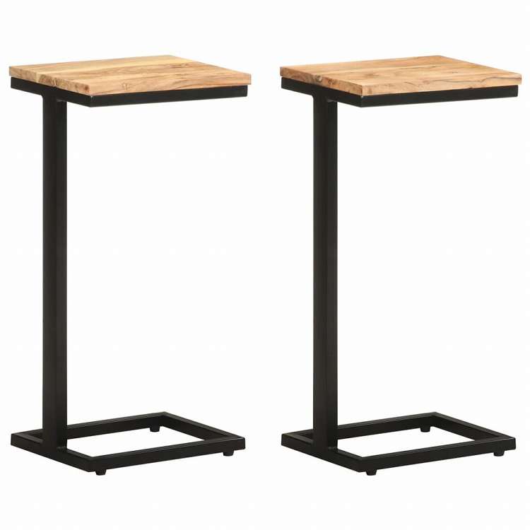 vidaXL サイドテーブル 2点セット 31.5x24.5x64.5cm アカシア無垢材家具 テーブル アクセントテーブル エンドテーブル(代引不可)