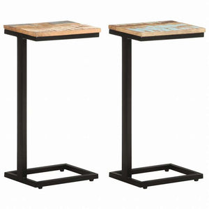 vidaXL サイドテーブル 2点セット 31.5x24.5x64.5 無垢の再生木材家具 テーブル アクセントテーブル エンドテーブル(代引不可)