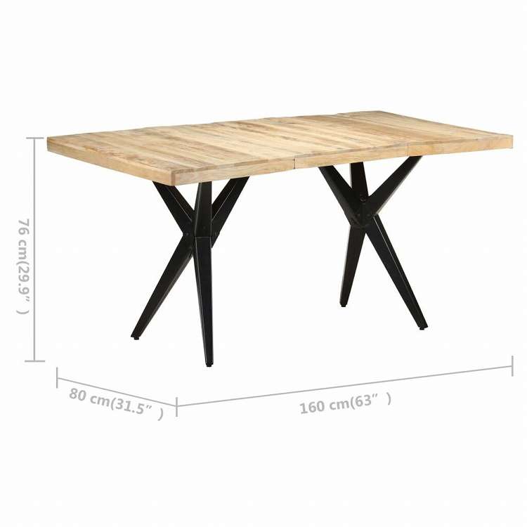 vidaXL ダイニングテーブル 160x80x76 cm マンゴーウッド (粗目)家具 テーブル キッチン・ダイニングルームテーブル(代引不可)