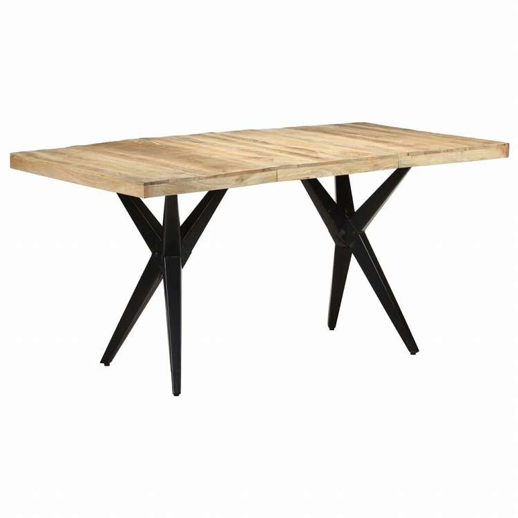vidaXL ダイニングテーブル 160x80x76 cm マンゴーウッド (粗目)家具 テーブル キッチン・ダイニングルームテーブル(代引不可)