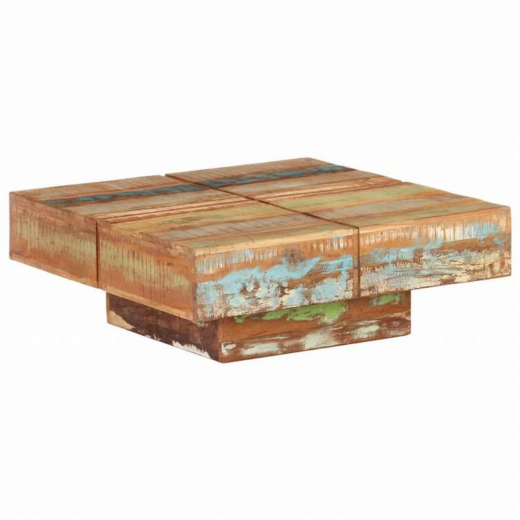 vidaXL コーヒーテーブル 80x80x28 cm 無垢の再生木材家具 テーブル アクセントテーブル コーヒーテーブル(代引不可)