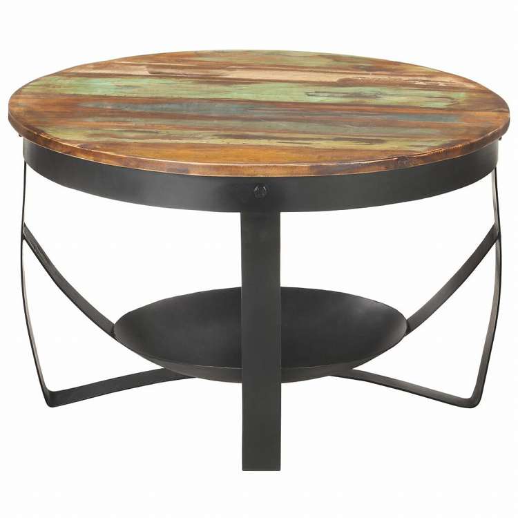 vidaXL コーヒーテーブル O68x43 cm 無垢の再生木材家具 テーブル アクセントテーブル コーヒーテーブル(代引不可)