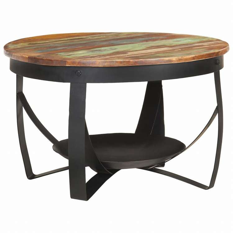 vidaXL コーヒーテーブル O68x43 cm 無垢の再生木材家具 テーブル アクセントテーブル コーヒーテーブル(代引不可)