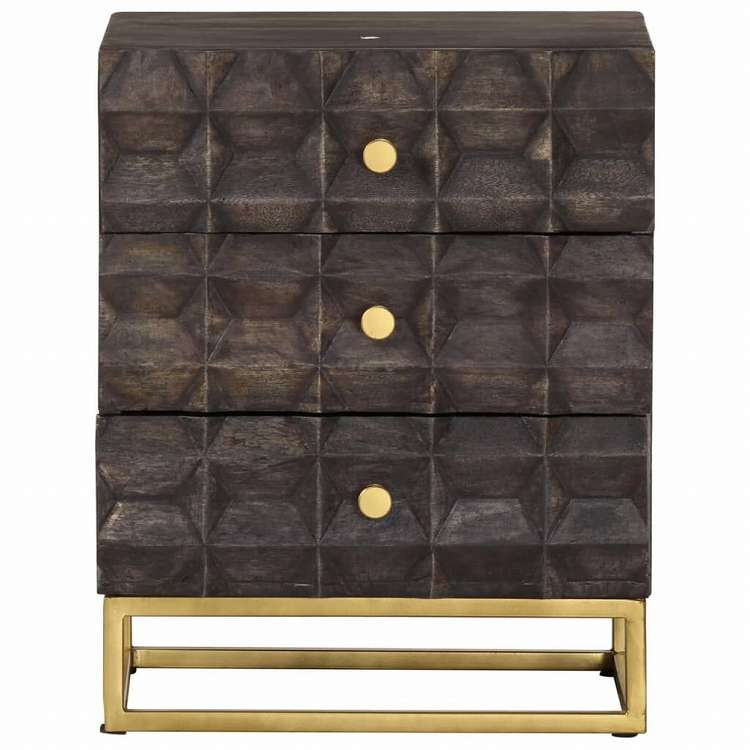 vidaXL ベッドサイドキャビネット ブラック 40x30x50cm マンゴー無垢材家具 キャビネット&収納(代引不可)