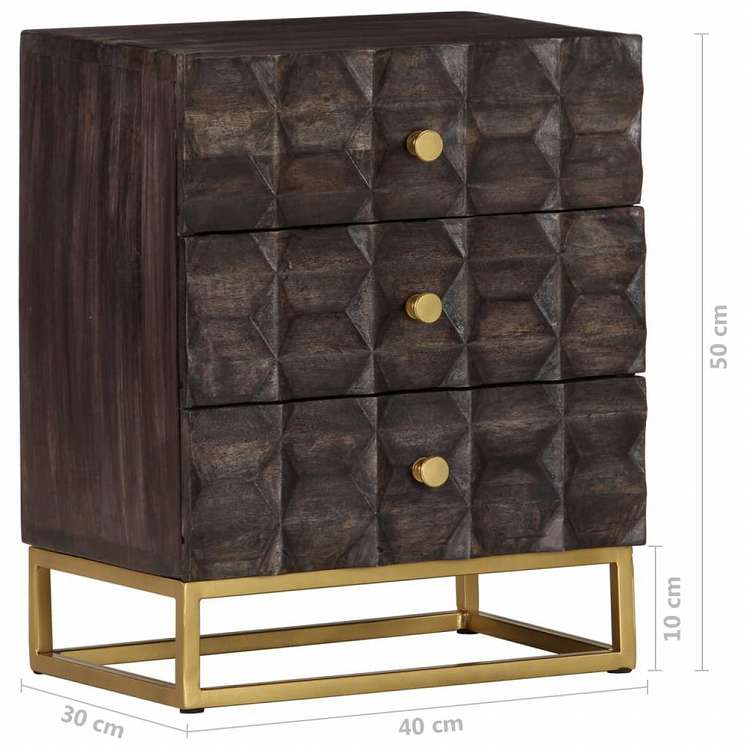 vidaXL ベッドサイドキャビネット ブラック 40x30x50cm マンゴー無垢材家具 キャビネット&収納(代引不可)